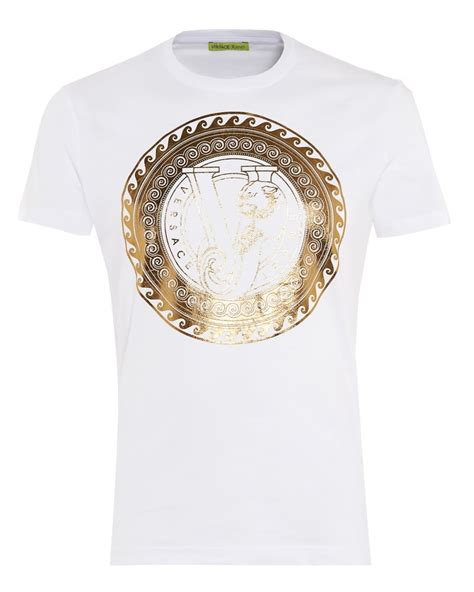 versace t shirt weiss gold damen|versace collection men shirt black.